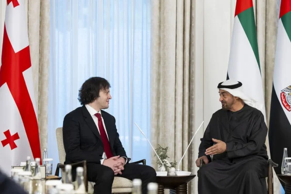 Media coverage of UAE President visit to Georgia highlighting diplomatic ties.