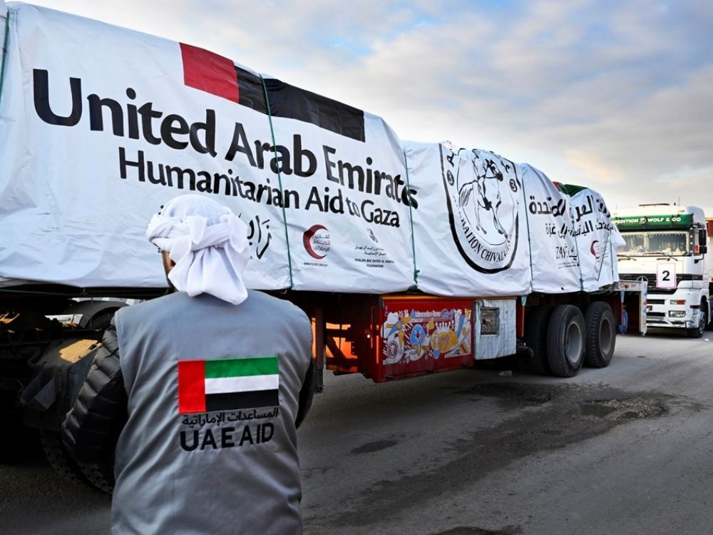 UAE winter relief for Gaza 2025 aid moving to ghaza.