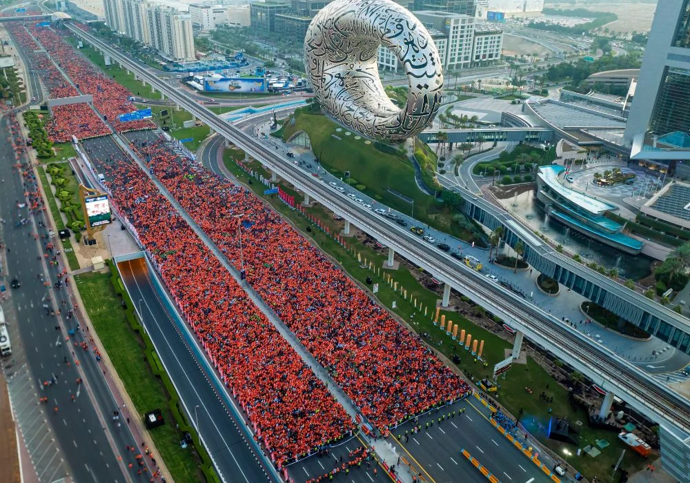 “Participants Cheering during Dubai Fitness Challenge 2025.”