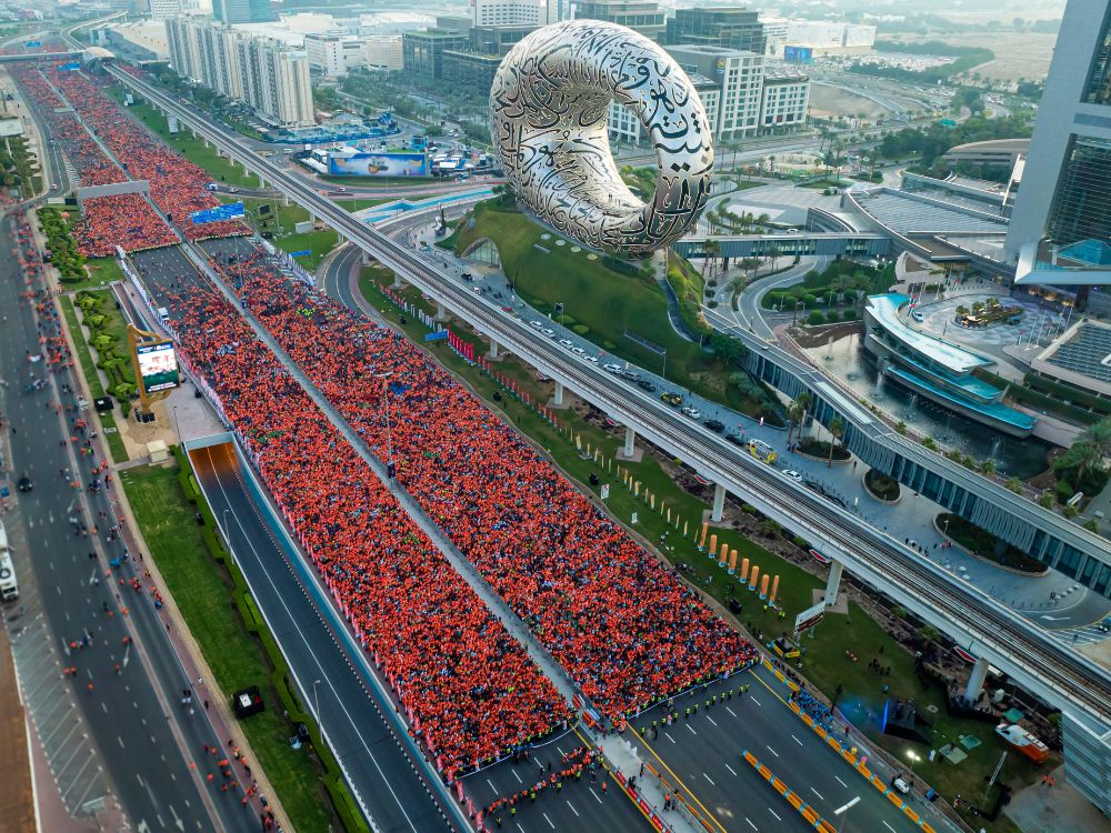 “Participants Cheering during Dubai Fitness Challenge 2025.”