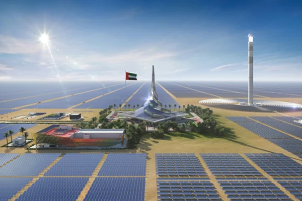 Illustration showing giant solar plant UAE.