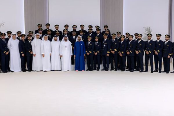 Mohammed Bin Rashid meets UAE national Emirates pilots.