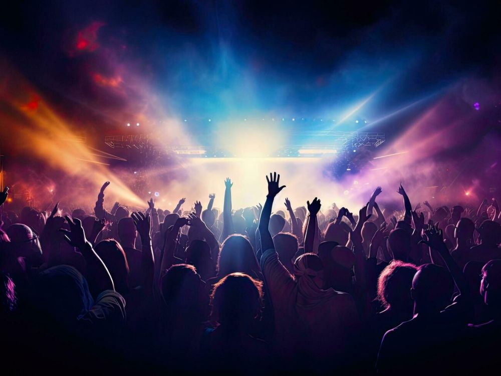 Crowd enjoying at open-air music show W Dubai.