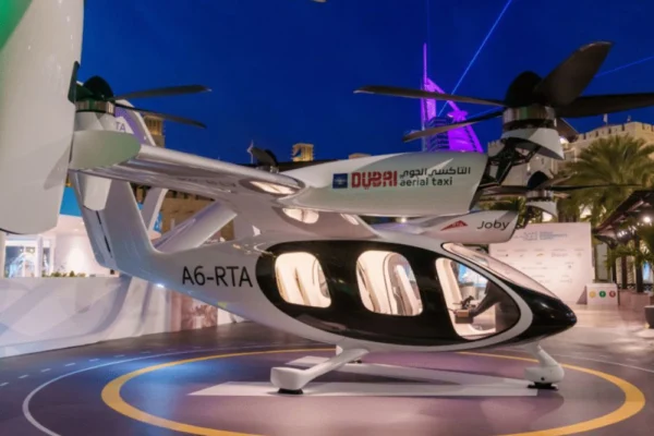 Dubai first air taxi flight 2025 test aircraft takes off during inaugural demo.