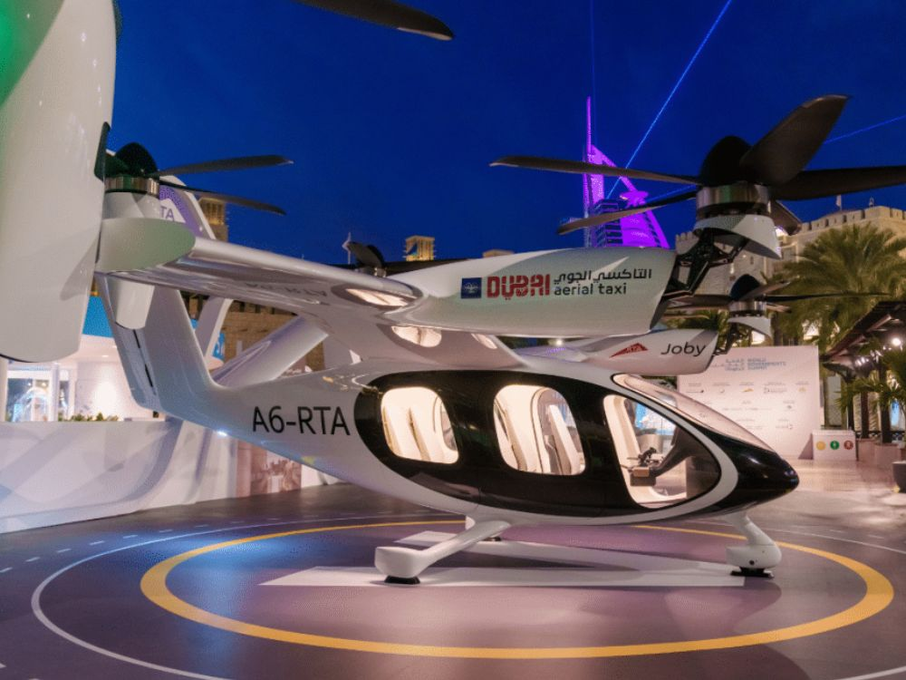 Dubai first air taxi flight 2025 test aircraft takes off during inaugural demo.