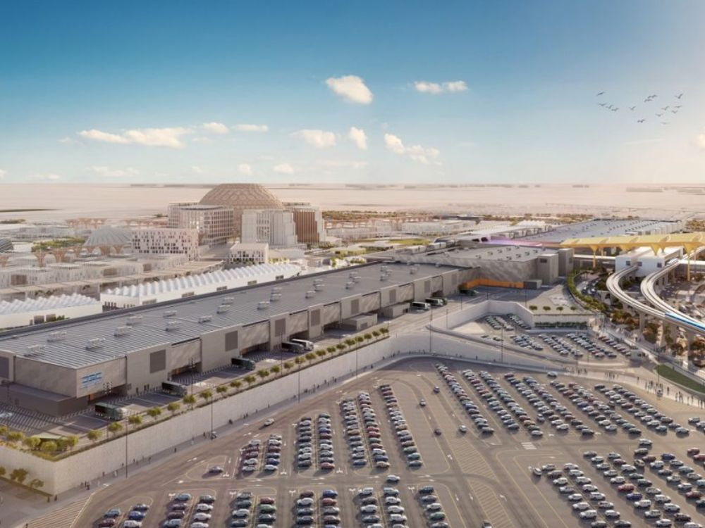 Dubai Exhibition Centre expansion 2026 bird eye view.