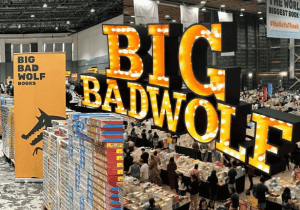 “Ajman Big Bad Wolf 2025 book festival crowd shopping for books”