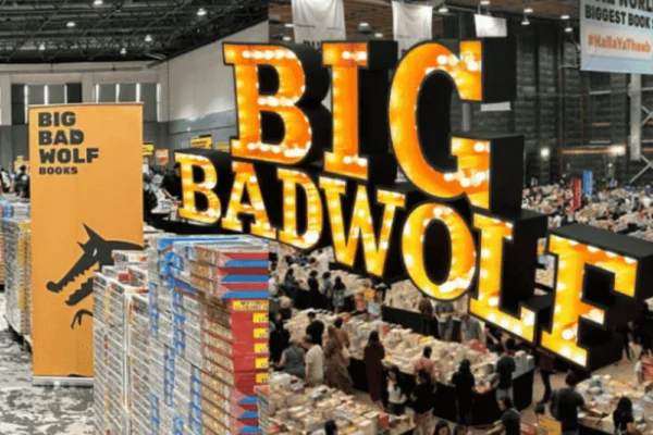 “Ajman Big Bad Wolf 2025 book festival crowd shopping for books”