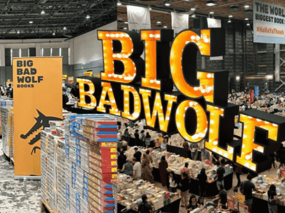 “Ajman Big Bad Wolf 2025 book festival crowd shopping for books”