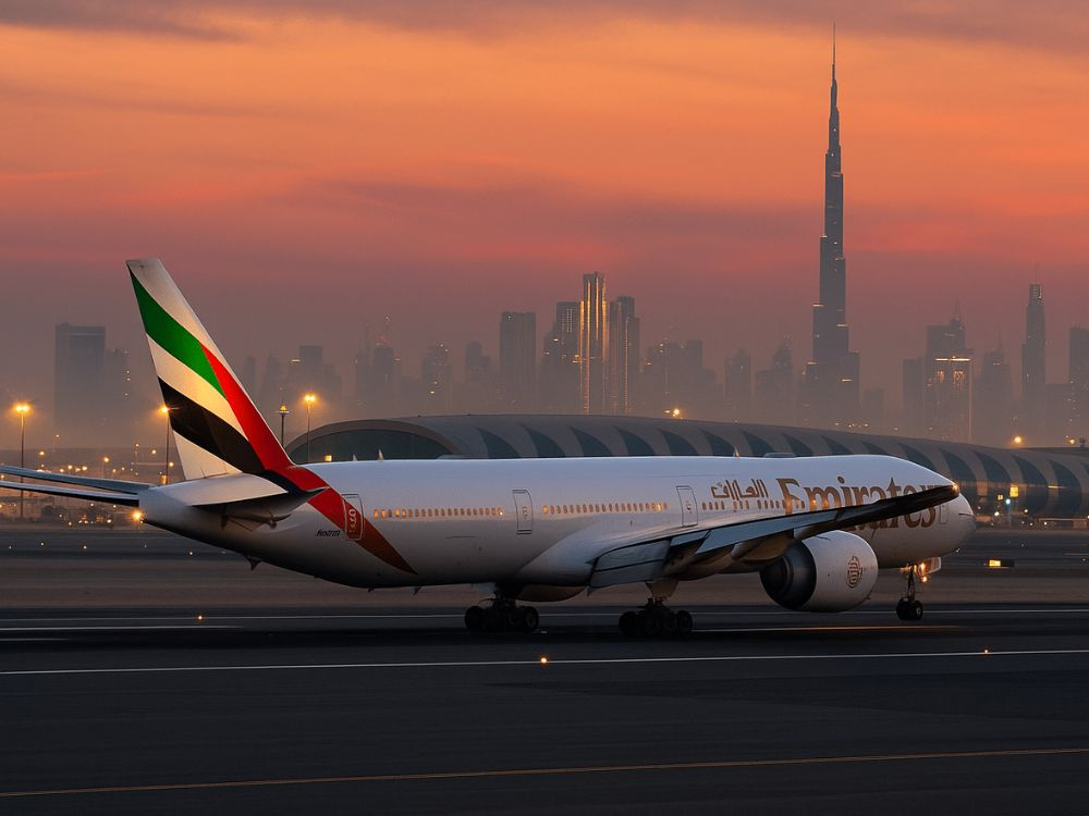 Emirates aircraft preparing for the Emirates daily flight to the capital city.