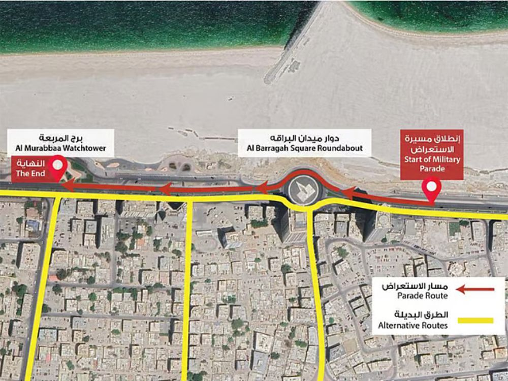 Routes of National Day parades on Friday, November 28, as part of the UAE’s 54th National Day celebrations.
